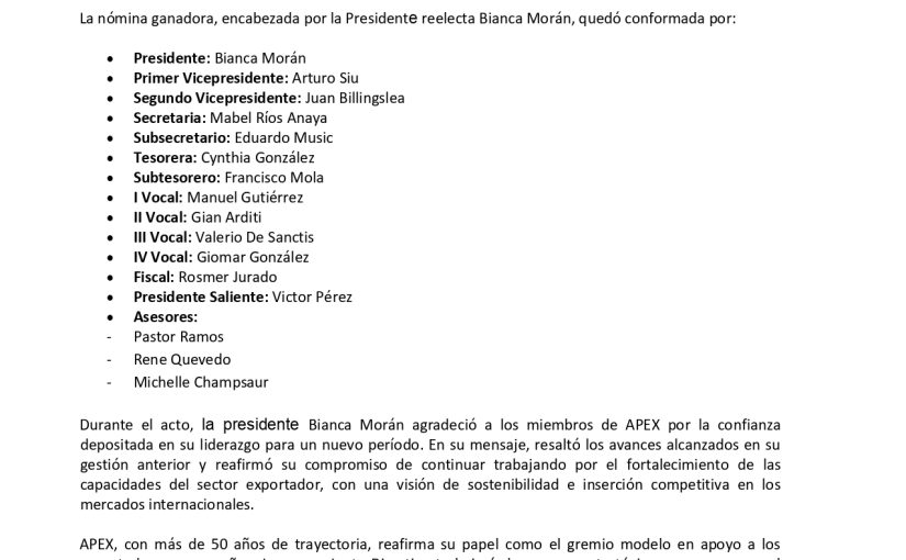 ✨ Nota de Prensa y Nueva Junta Directiva de APEX 2025-2026 ✨