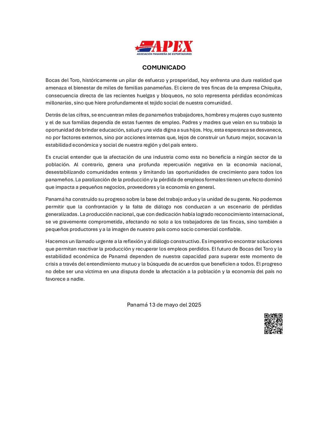COMUNICADO APEX