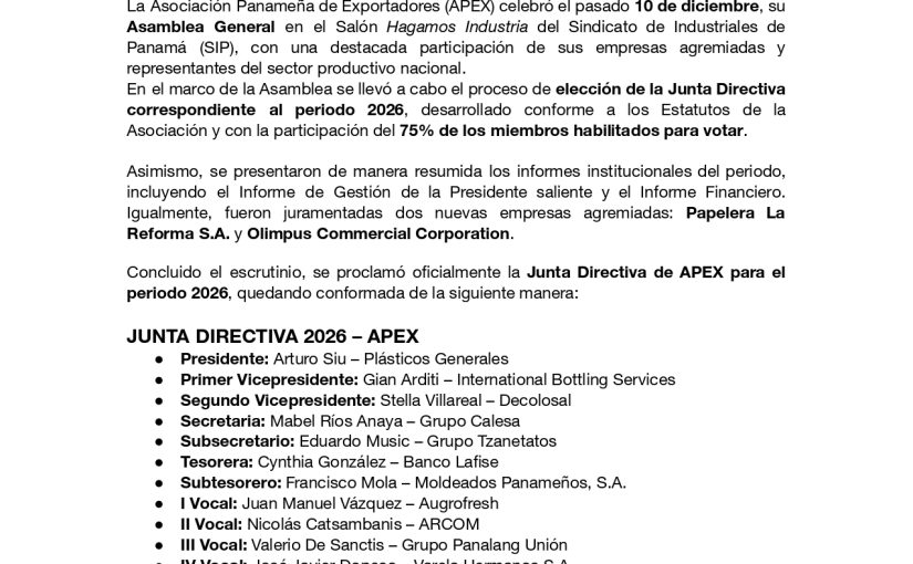 APEX celebra con éxito su Asamblea General 2025